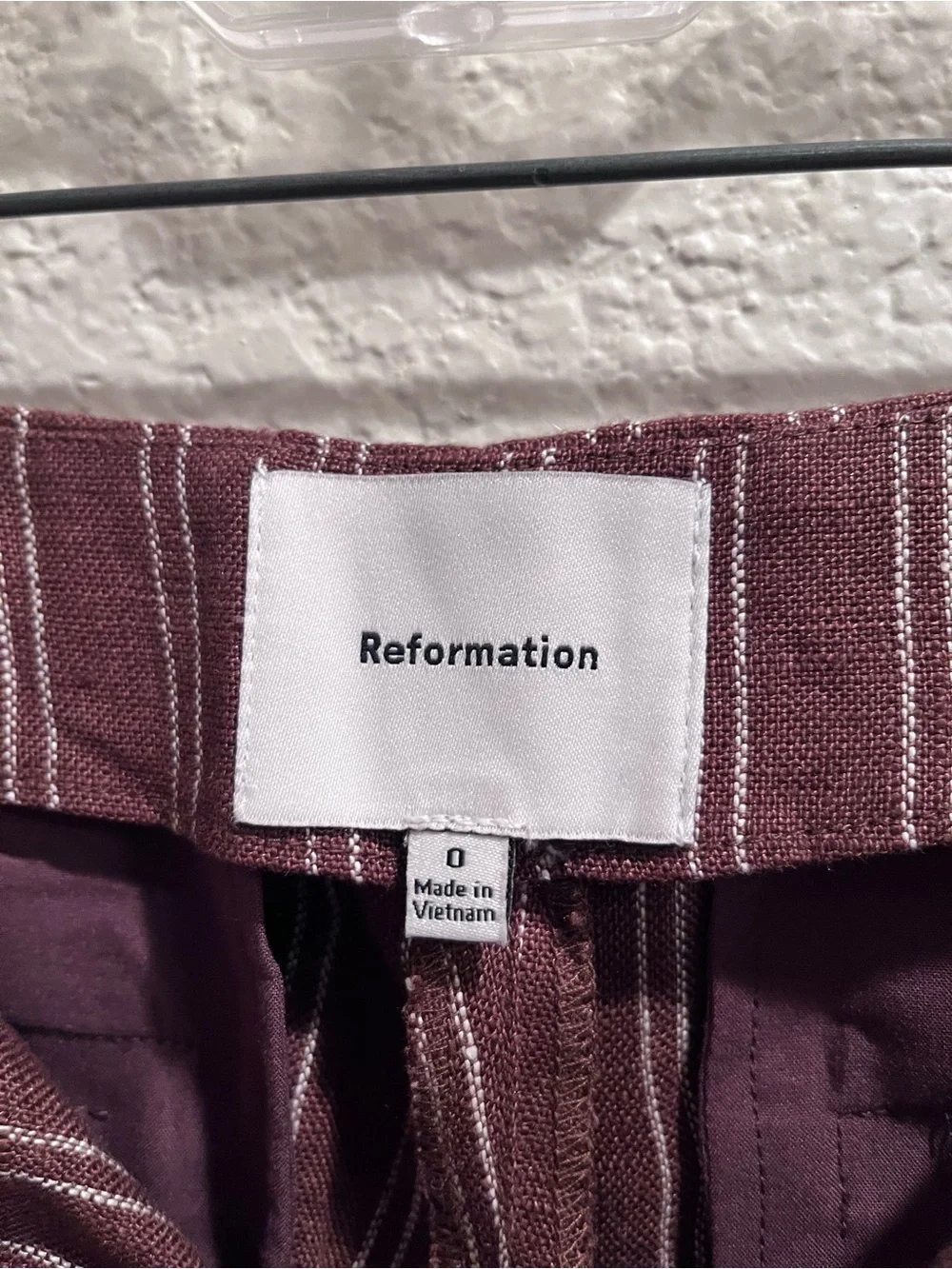 Reformation- Vida Linen Low Rise Short Pant Boardwalk Stripe Brown Size 0